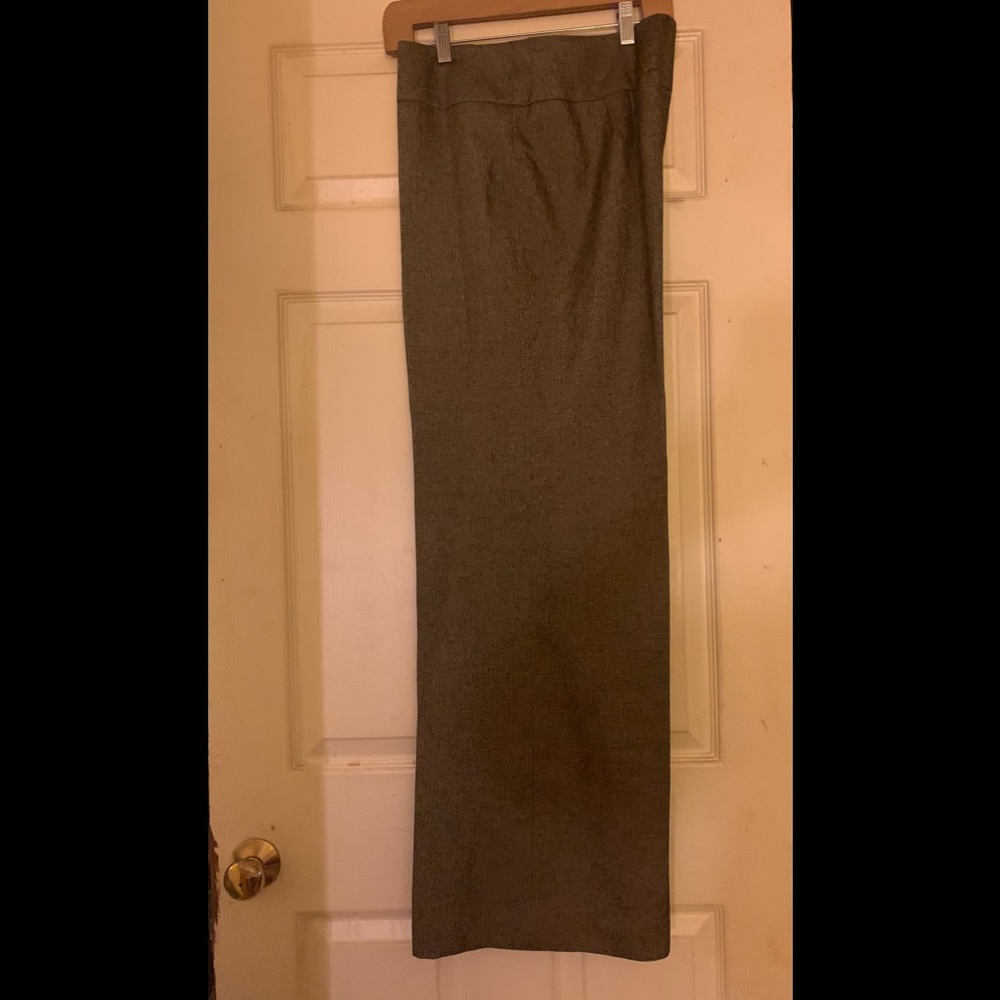 Brown tweeted wide leg slacks. Loft.